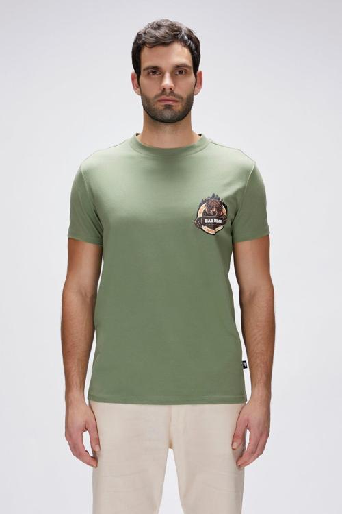 Flint Yeşil Erkek Baskılı Tişört