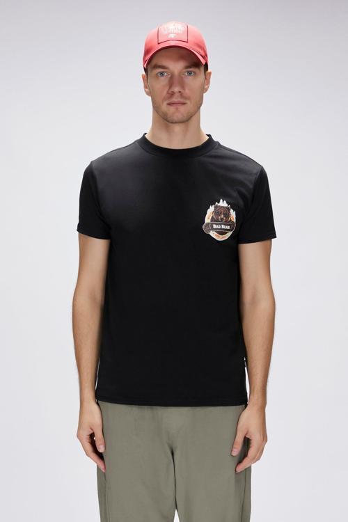 Flint Siyah Erkek Baskılı Tişört