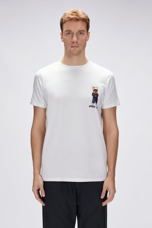 Hyper Beyaz Erkek Baskılı Tişört
