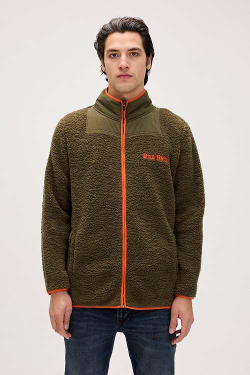 Galvin Haki Erkek Full-Zip Polar Sweatshirt