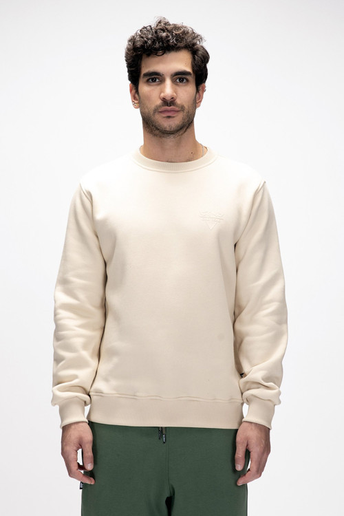 Windy Bej Crewneck Erkek Baskılı Sweatshirt