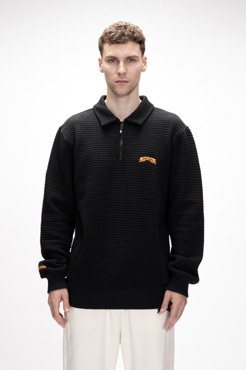 Diez Si̇yah Yarım Fermuarlı Erkek Sweatshirt