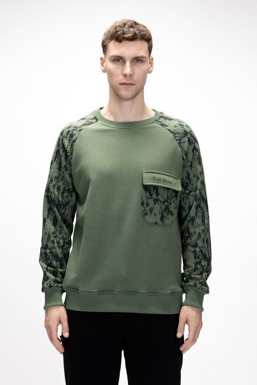 Deep Soluk Yeşi̇l Crewneck Erkek Baskılı Sweatshirt