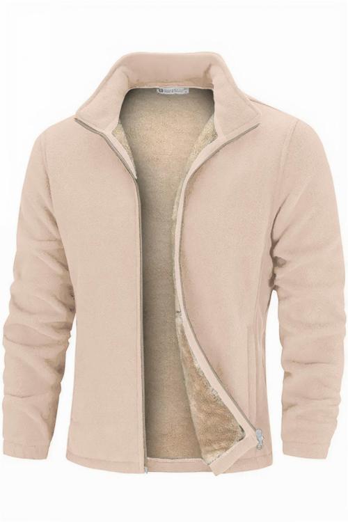 Erkek Ultra Isı Peluş Astarlı Cepli Tam Fermuarlı Polar Ceket