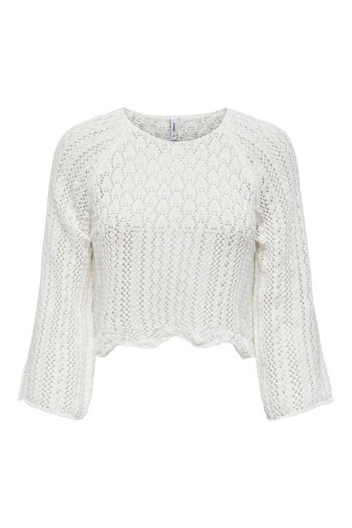 Kadın Örme Detaylı Beyaz Crop  Kazak - 15233173