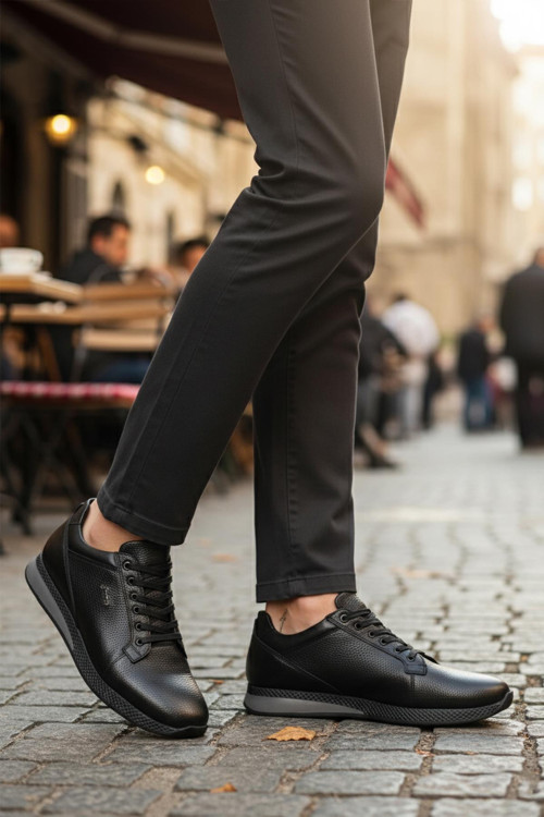 3235 M Siyah Floter Hakiki Deri Erkek Günlük Ayakkabı