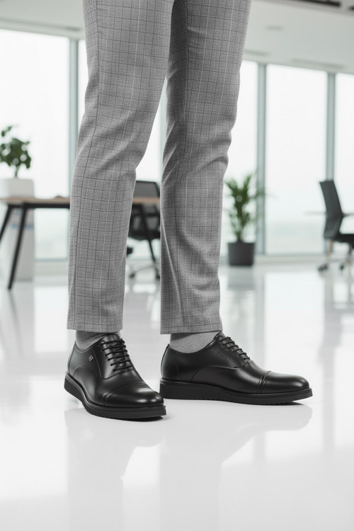 3250 M Siyah Hakiki Deri Erkek Klasik Ayakkabı