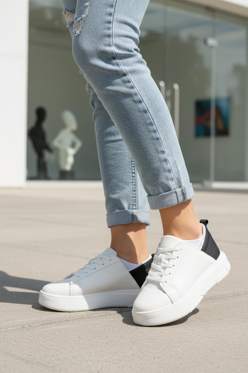 OZ-03 Z Beyaz-Siyah Kadın Sneaker