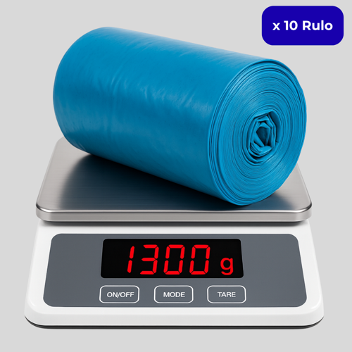 Jumbo Boy Mavi Çöp Torbası 80x110 cm – 10 Rulo (13 kg ±%2) Dayanıklı ve Kalın, Ağır Hizmet Geri Dönüşüm