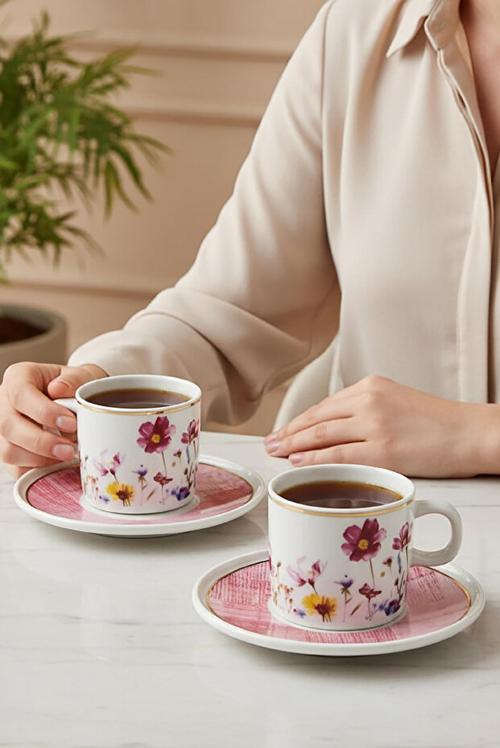Mental 4 Parça Çay Fincan Takımı 67092 Pembe