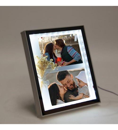 Led Işıklı  Fotoğraflı kare Sihirli Ayna