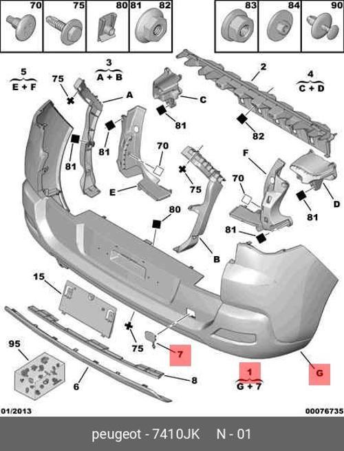 Peugeot  3008  2009-2013  Arka Tampon Siyah Sensör Deliksiz (Tw) (Oem No:7410Jk)
