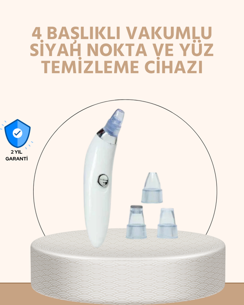 USB Destekli 4 Başlıklı Siyah Nokta Vakum Cihazı – Gözenek Temizleyici ve Cilt Yenileyici Bakım Alet