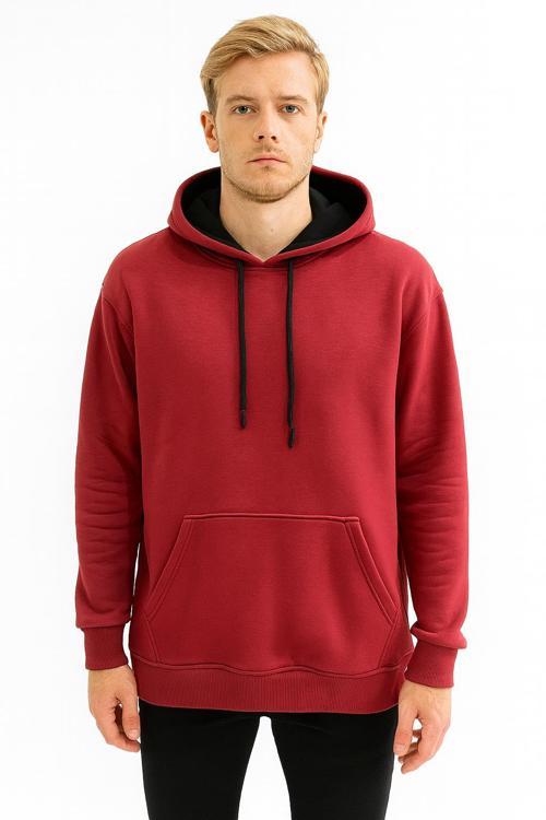 Erkek Oversize Uzun Kol Kapşonlu Sweatshırt-7386