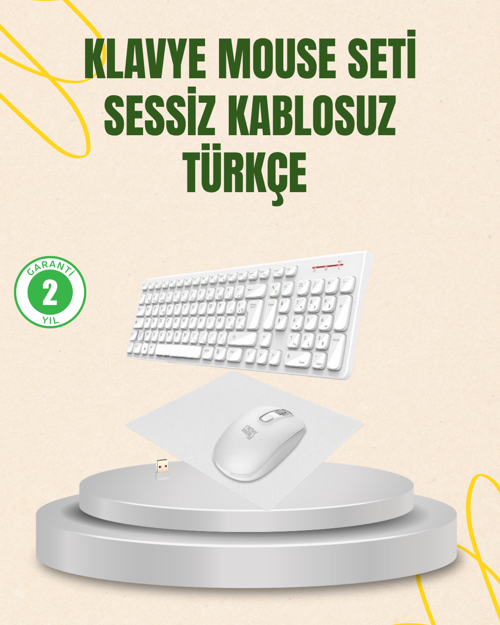 Kablosuz Klavye ve Mouse Seti - Ergonomik Tasarım, Sessiz Kullanım, Geniş Uyumluluk