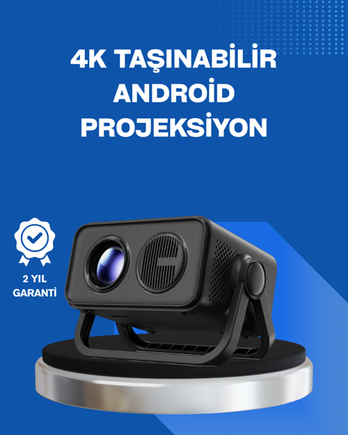 Android TV 11 İşletim Sistemli Elektrikli Odaklama Projektör