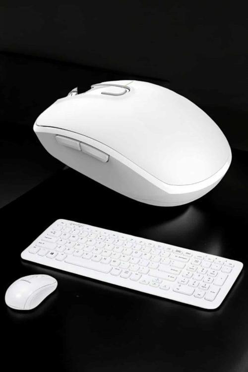 Beyaz Kablosuz Klavye Fare Seti Kablosuz Fare USB Alıcı PC Uyumlu