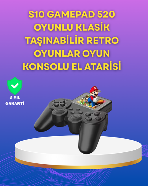 2.4 İnç HD Renkli Ekranlı 500-in-1 Taşınabilir Retro Oyun Konsolu, Kablolu TV Bağlantısı ve Uzun Pil
