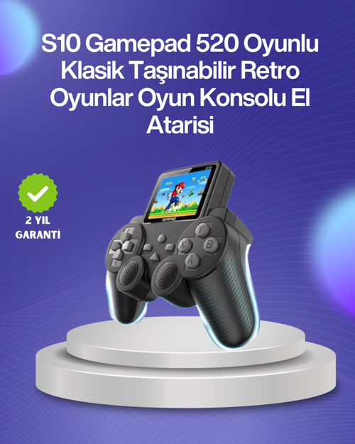 Çocuklar ve Yetişkinler İçin Uygun 500 Oyunlu Taşınabilir Mini Retro El Konsolu,