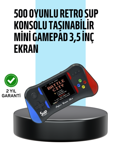 3,5 İnç Ekranlı Taşınabilir El Konsolu – 500 Klasik Oyunla Eğlence Yanınızda