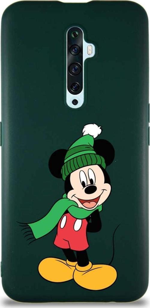 Oppo Reno 2Z Soft Premier Kapak Mickey Mouse-G Tasarımlı Silikon Kılıf - Yeşil