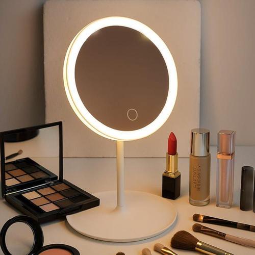 Yuvarlak LED Işıklı Dokunmatik Makyaj Aynası – Şarjlı ve 3 Işık Modlu