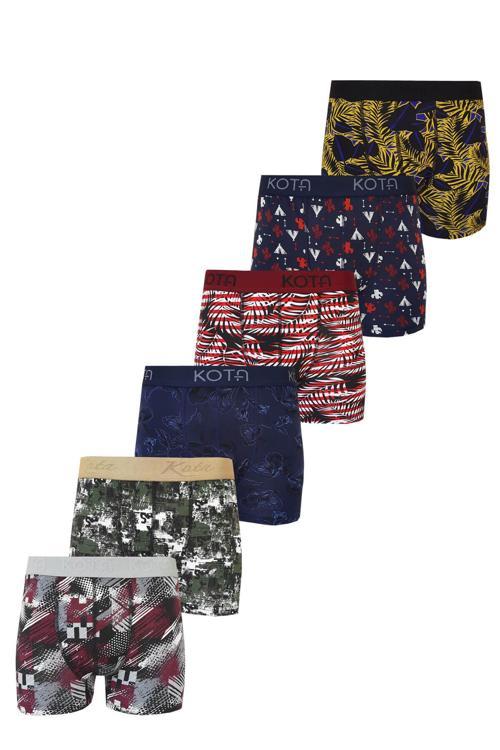 6lı Erkek Desenli Boxer Likralı Pamuklu Paçalı Don