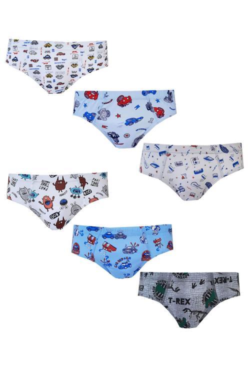 Erkek Çocuk Renkli Empirme Slip Külot 6 lı Paket