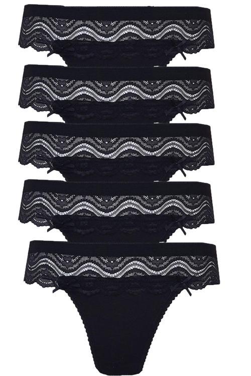 5li Kadın Dantelli Bikini Külot Pamuklu Arkası Düz Kaliteli FND