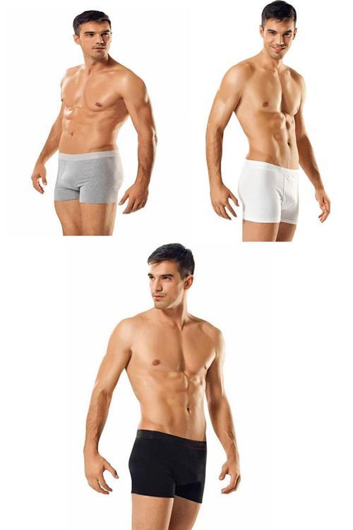 İç Giyim Pamuklu Likralı Erkek Boxer Paçalı Don 3 Lü Paket