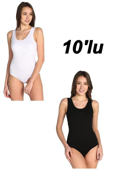 İç Giyim Kadın Geniş Askılı Kancalı ÇıtÇıtlı Body 10Lu Paket