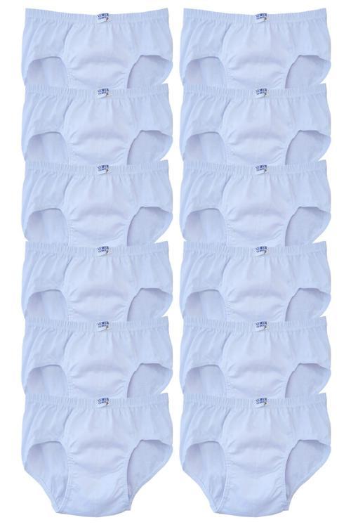 Erkek Çocuk Slip Külot Beyaz 12 li Paket