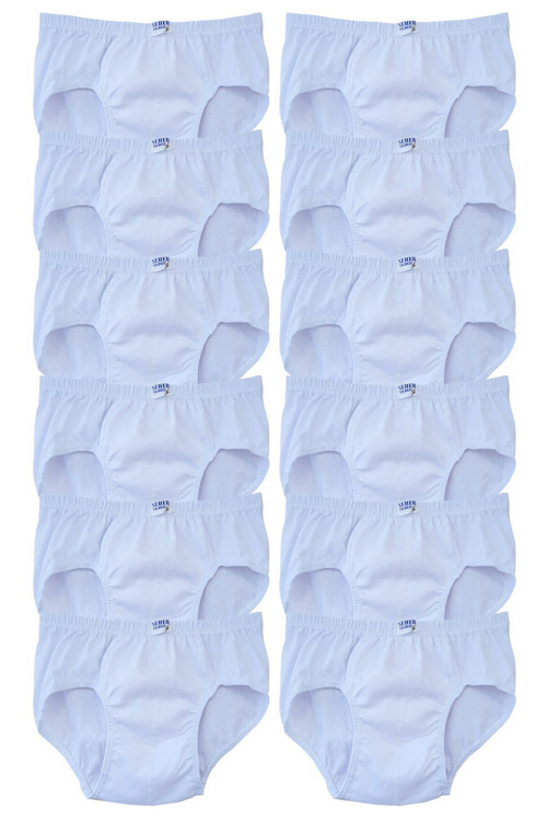 Erkek Çocuk Slip Külot Beyaz 12 li Paket