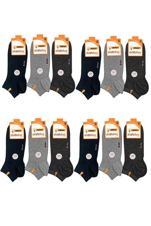 12li Erkek Modal Kısa Patik Çorap Asorti Dikişsiz Çorap