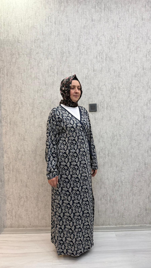 7 Kadın Viskon Pamuklu Bağlamalı Namaz Elbisesi