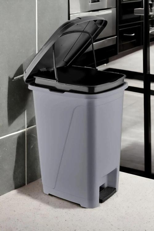 25 Litre Iç Kovalı Slim Pedallı Çöp Kovası Gri