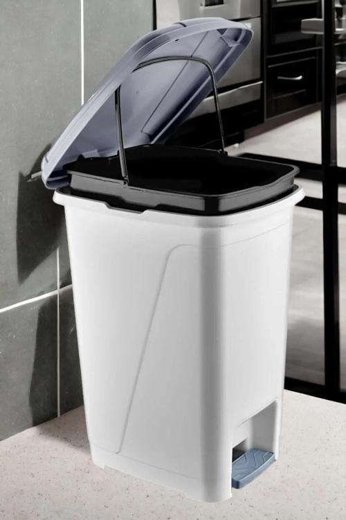 25 Litre Iç Kovalı Slim Pedallı Çöp Kovası BEYAZ