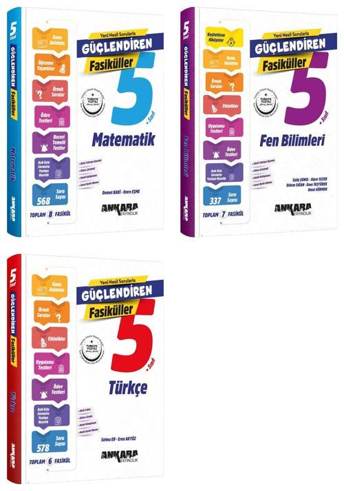 Ankara 2025 5. Sınıf Matematik + Fen Bilimleri + Türkçe Güçlendiren Fasikül Seti 3 Kitap Güncel Müfredat