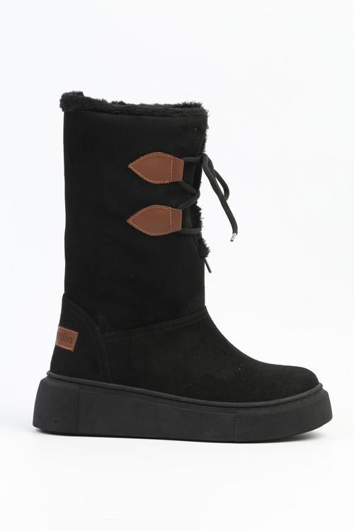 ® | PC-52405-3076 Süet Siyah - Kadın Bot
