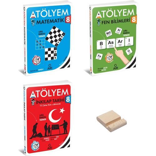 Lgs 8. Sınıf Atölyem Matematik Fen Bilimleri ve Inkılap Tarihi 3lü Set + Telefon Standı