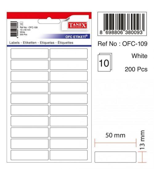 Ofc-109 Ofis Etiketi Poşetli 13X50 Mm Beyaz (10 Lu Paket)