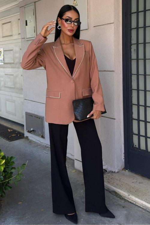 Hardy Taş Detay Blazer Ceket -CAMEL