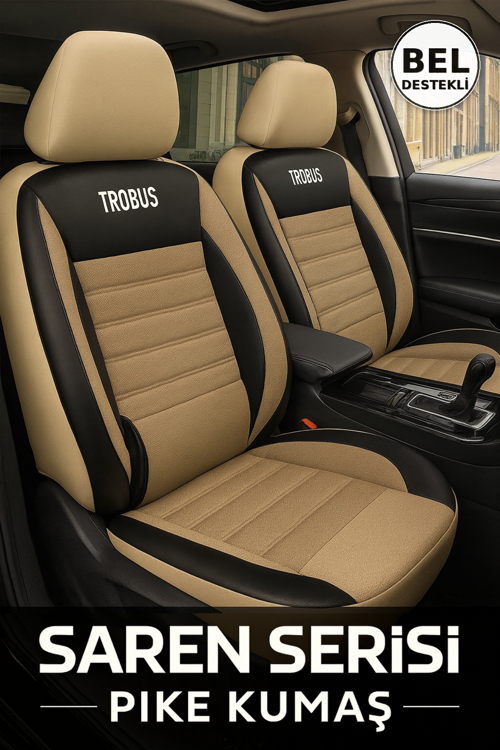 Citroën C3 Aircross 2017–2024 Saren Serisi Oto Koltuk Kılıfı 5’li Set – Airbag & Kolçak Uyumlu, 3 Katman, Pike+Lakost+Deri