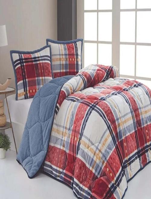 Comforter Boris Kırmızı Mavi Çift Kişilik Yorgan Seti