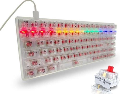 K840 Type-C Kablolu Klavye Led RGB 104 Şeffaf Tuşlu Mekanik Oyuncu Işıklı Klavye