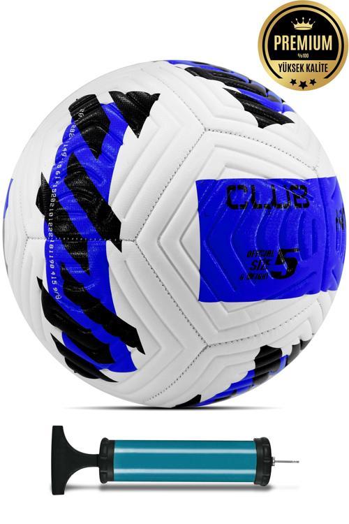 Futbol Topu CLUB Pompa Hediyeli Sert Zemin Halı Saha Futbol Topu MAVİ Hibrit No:5