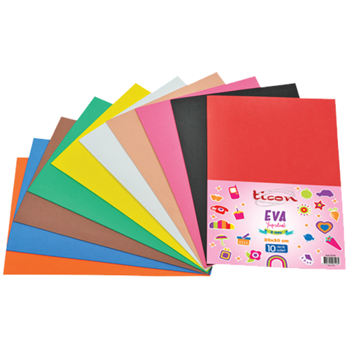 A4 Yapışkanlı Düz Eva 2 Mm 10 Renk 79169 (1 Paket 10 Adet)