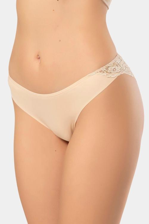 Kadın Lazer Kesim Pamuklu Dantelli Külot 909/Ten