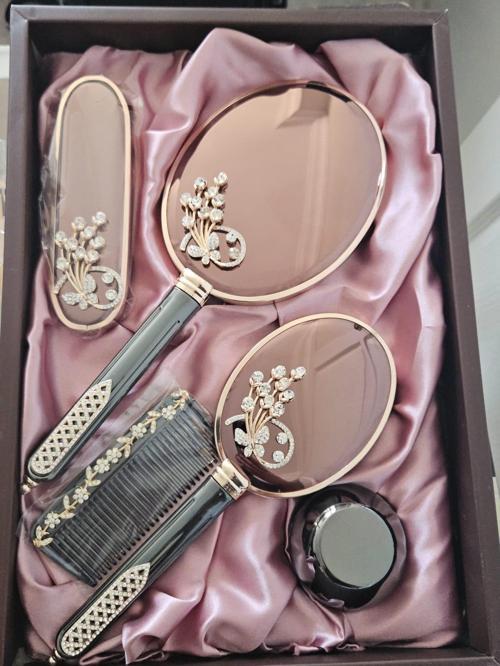 Monaliza 5li Lüks İnci Ayna Tarak Fırça Çeyiz Takımı