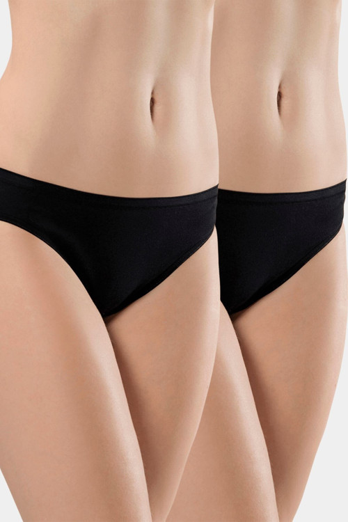Kadın Biyeli Dikişsiz 2'li Pamuklu Bikini Külot 270/Siyah